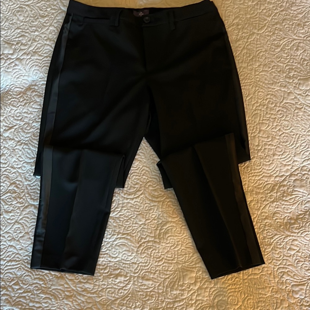 NYDJ Black Tuxedo Striped Ankle-Length Trousers
